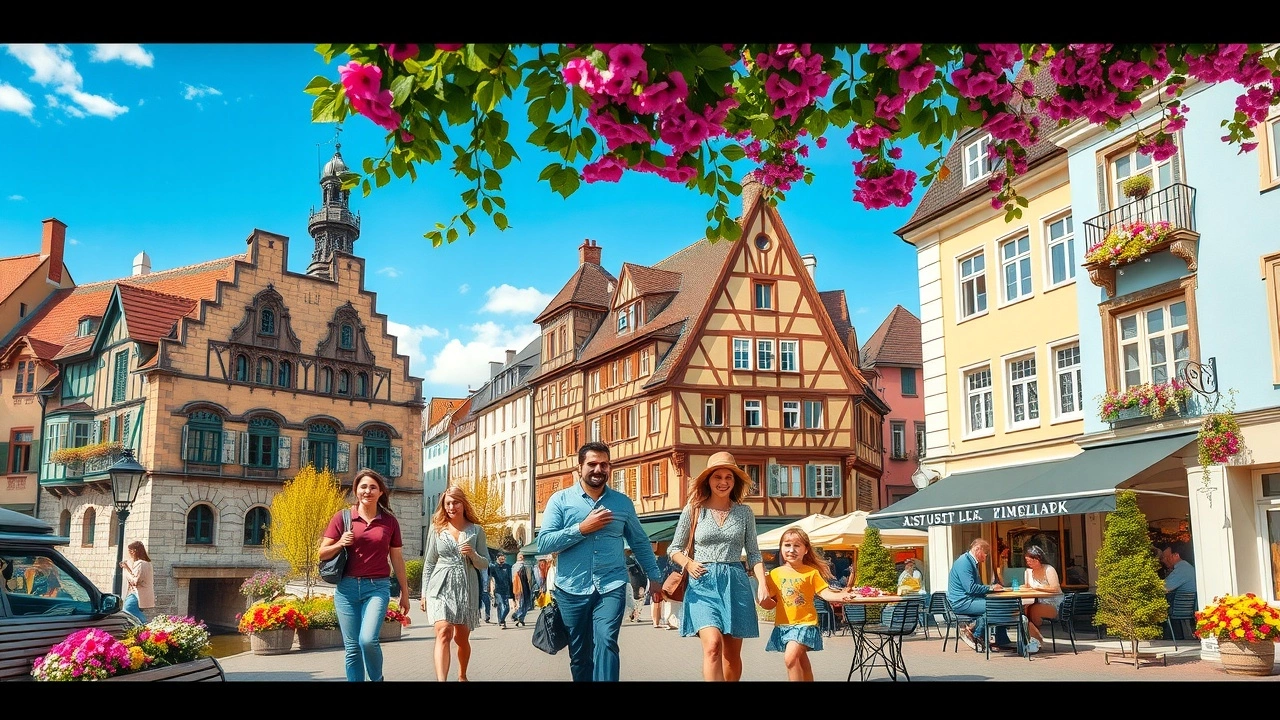 Une famille s'amusant à Strasbourg avec des activités diverses.