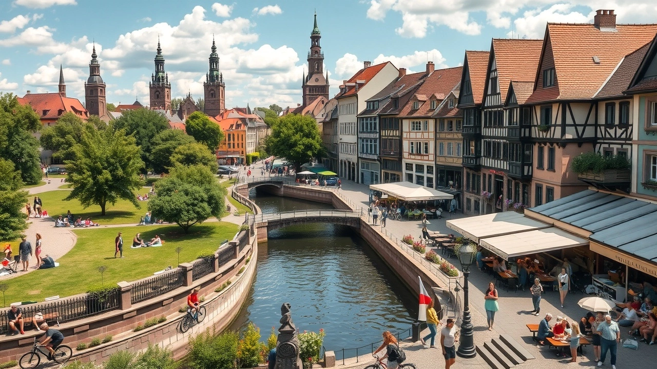 Une vue de Strasbourg avec des activités de plein air populaires.