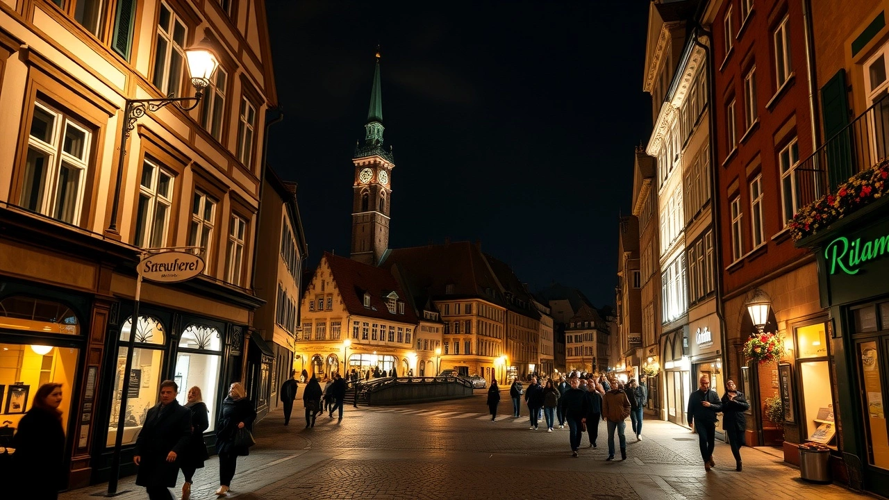 balade nocturne a Strasbourg avec rues illuminees