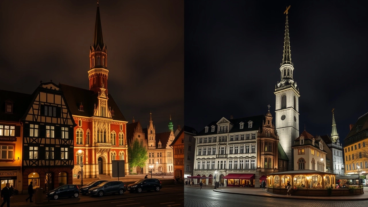 comparaison des vues de jour et de nuit de Strasbourg