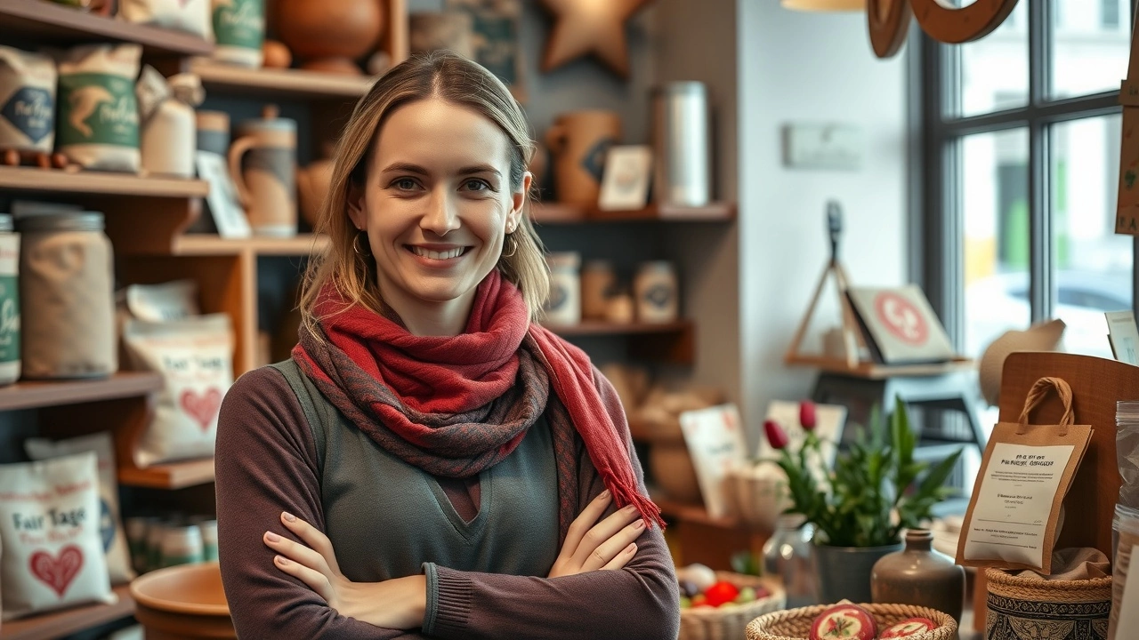 entrepreneuse strasbourgeoise dans un magasin de commerce equitable