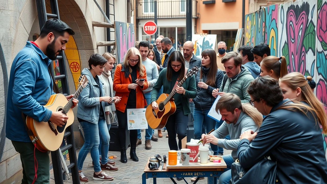groupe de personnes engagees dans des activites artistiques