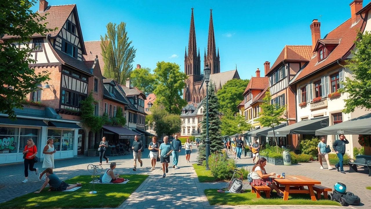 Scène de loisirs gratuits à Strasbourg avec des parcs et des gens heureux