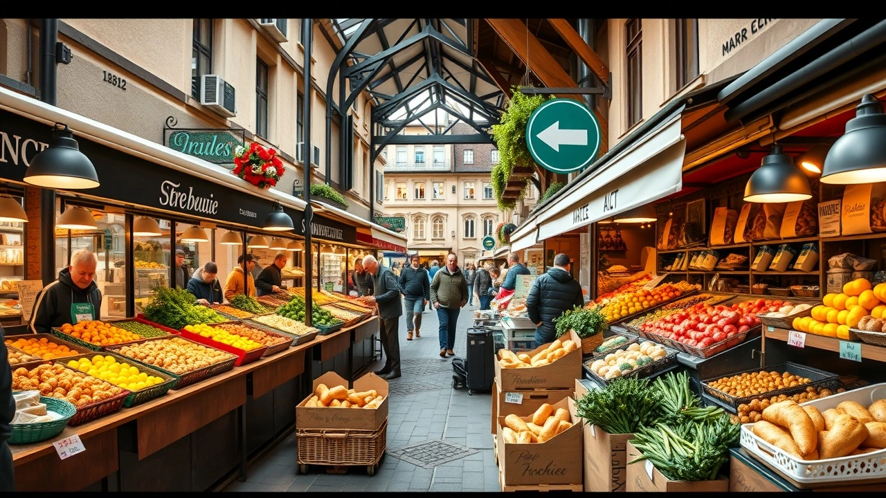 marché alimentaire avec produits locaux à Strasbourg