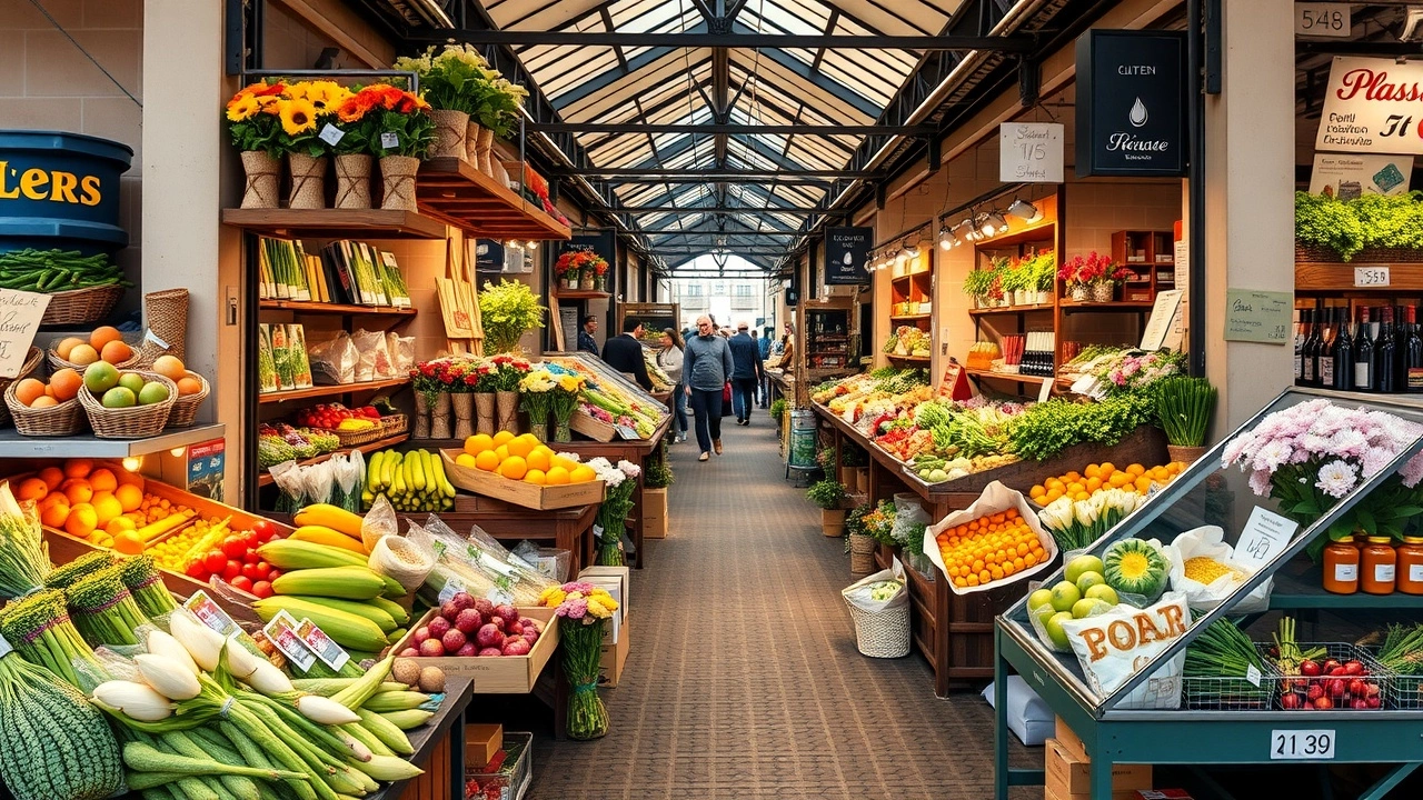marché local à Strasbourg avec des produits frais