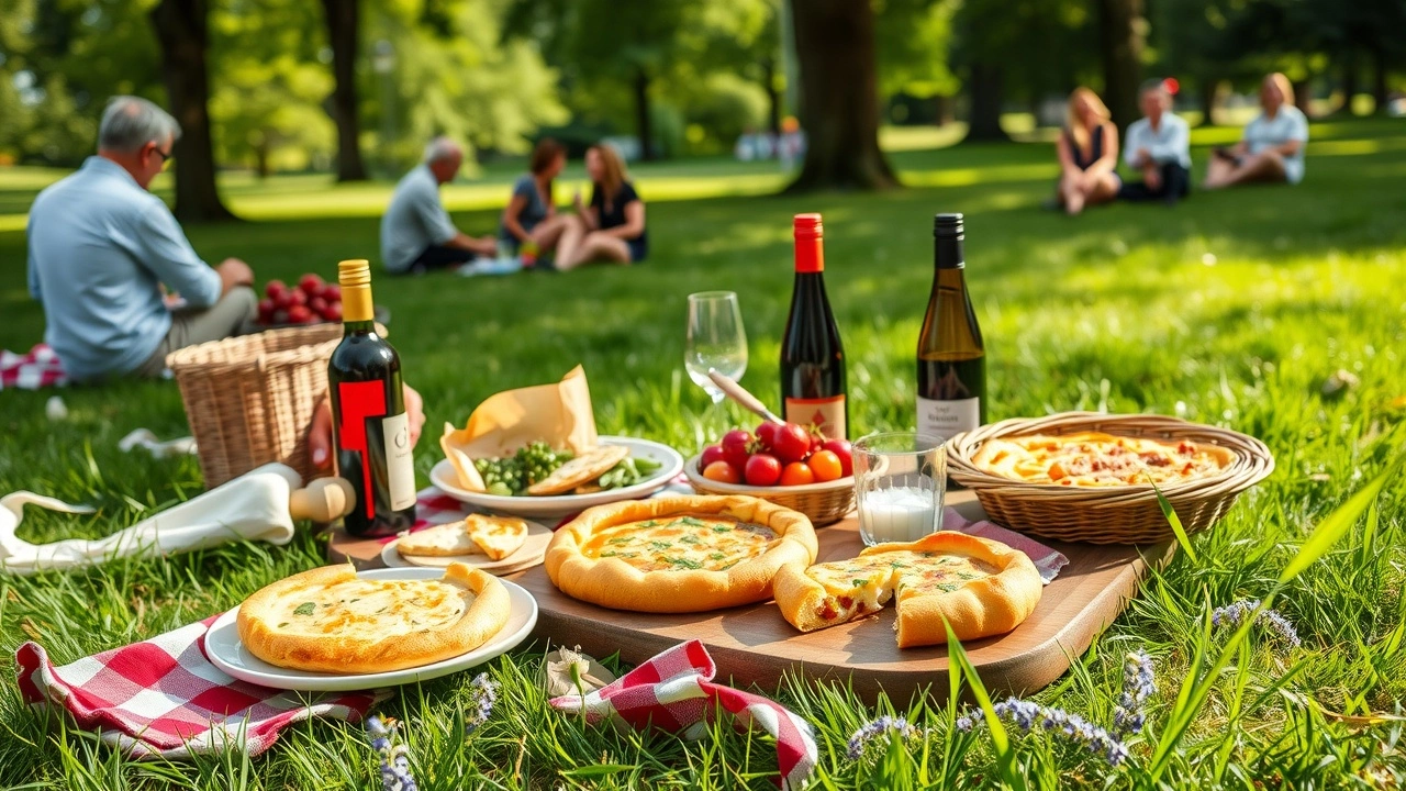 pique-nique en plein air avec des plats alsaciens