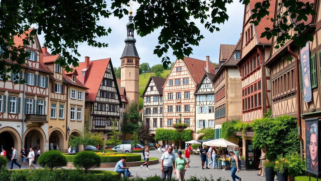 bâtiments historiques de Strasbourg avec des gens à l'extérieur