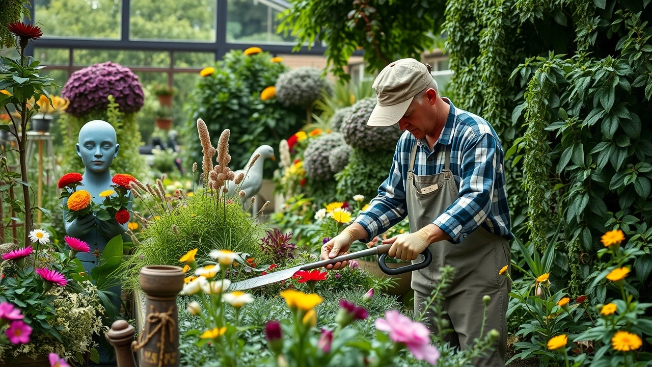 jardinier strasbourgeois dans un jardin verdoyant
