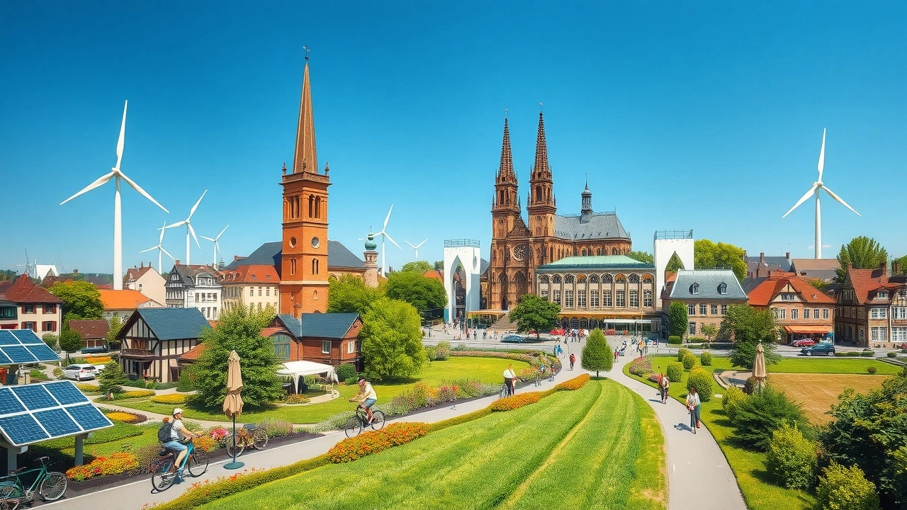 Illustration des enjeux de la transition énergétique à Strasbourg, montrant une ville durable.