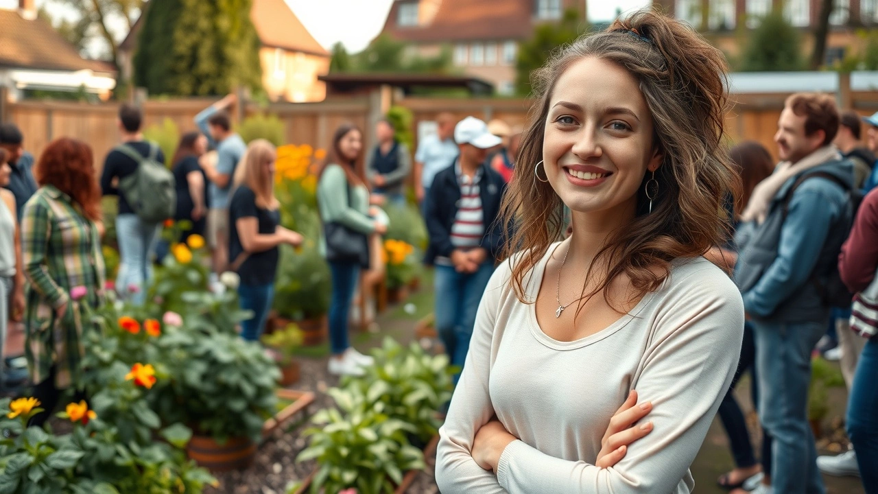 Amélie activiste dans un jardin communautaire strasbourgeois