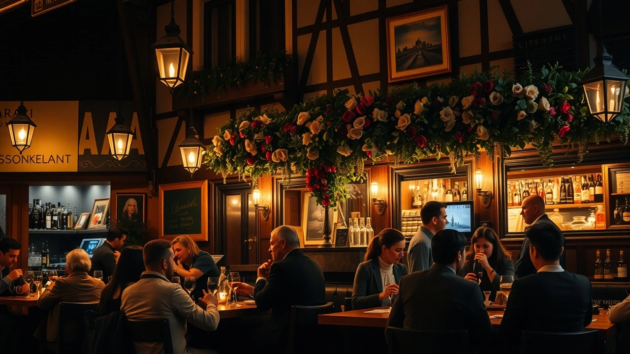 bar cozy avec lumière chaleureuse à Strasbourg le soir