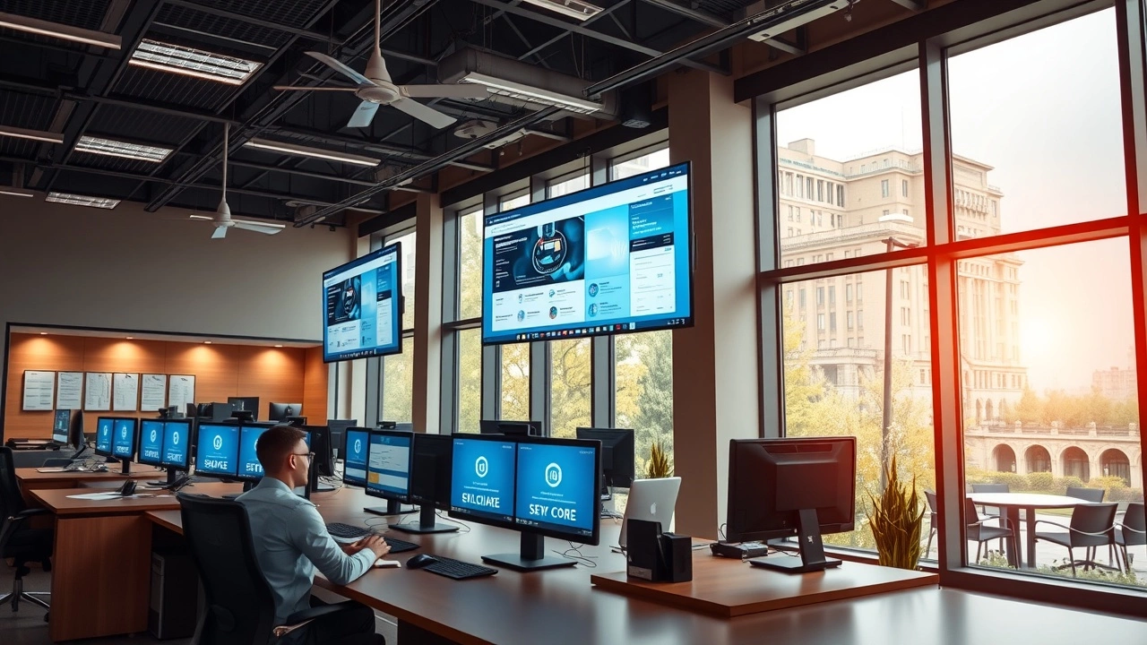 bureau municipal avec services numériques affichés