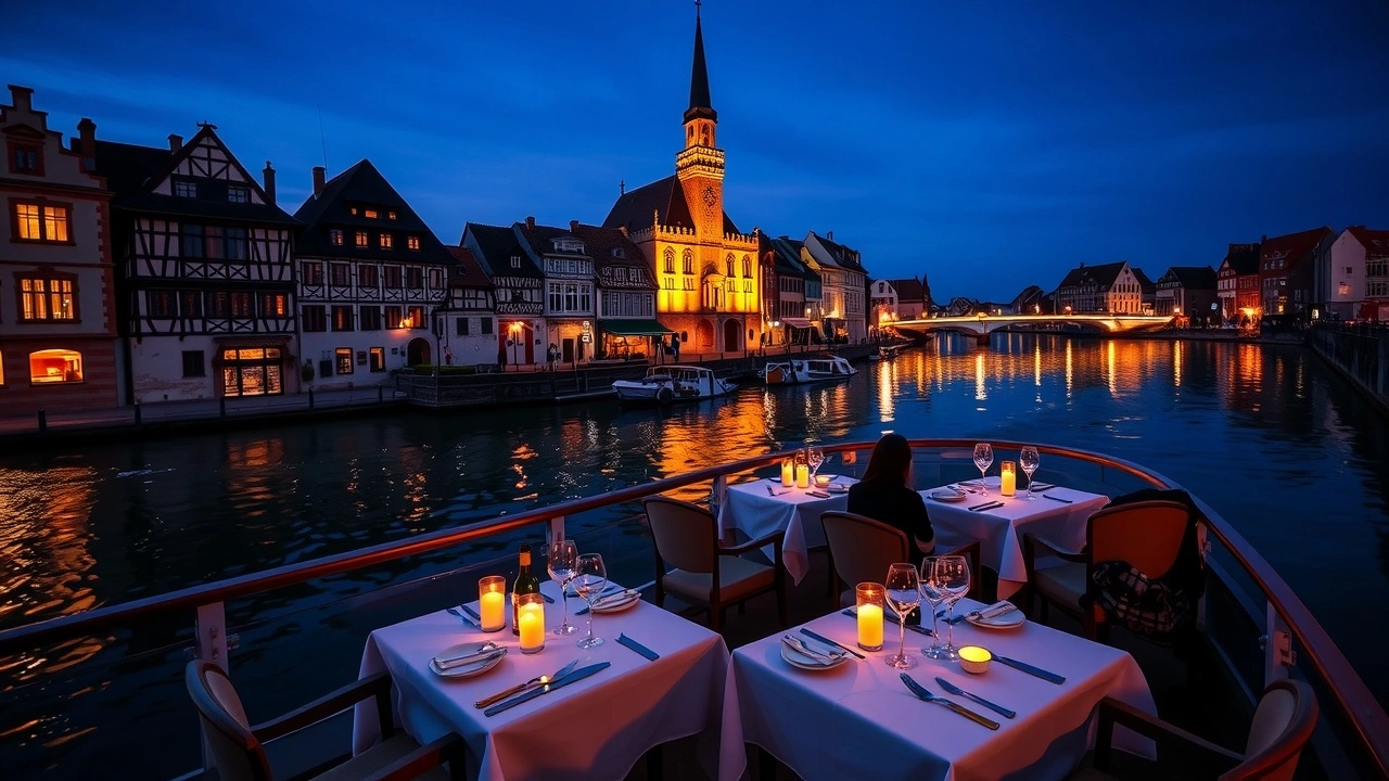 diner romantique sur laill a Strasbourg la nuit
