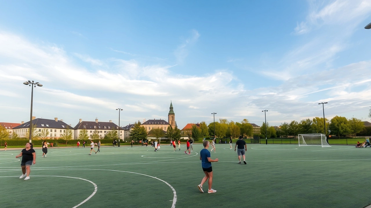 espace public sportif avec des personnes faisant du sport