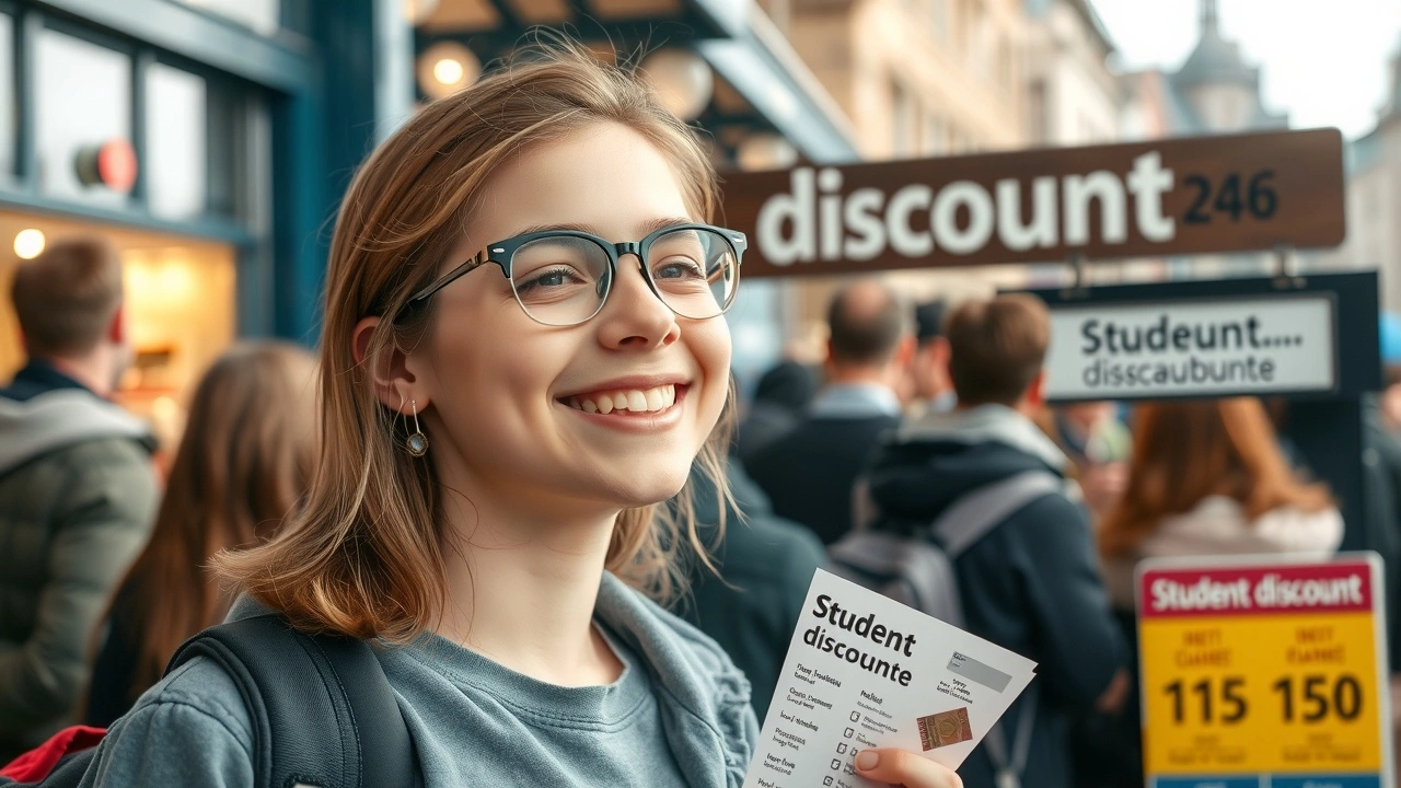 étudiant face à un stand de réductions à Strasbourg