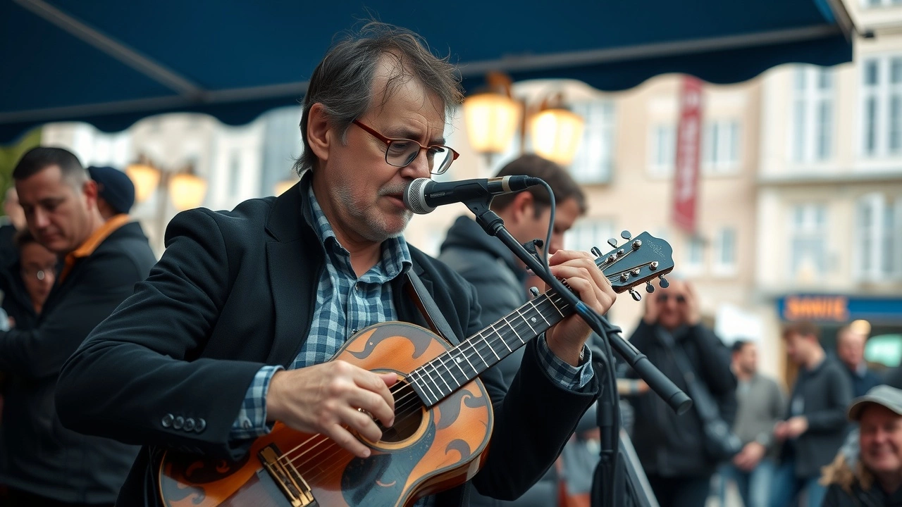 musicien strasbourgeois jouant de l'instrument dans la communauté