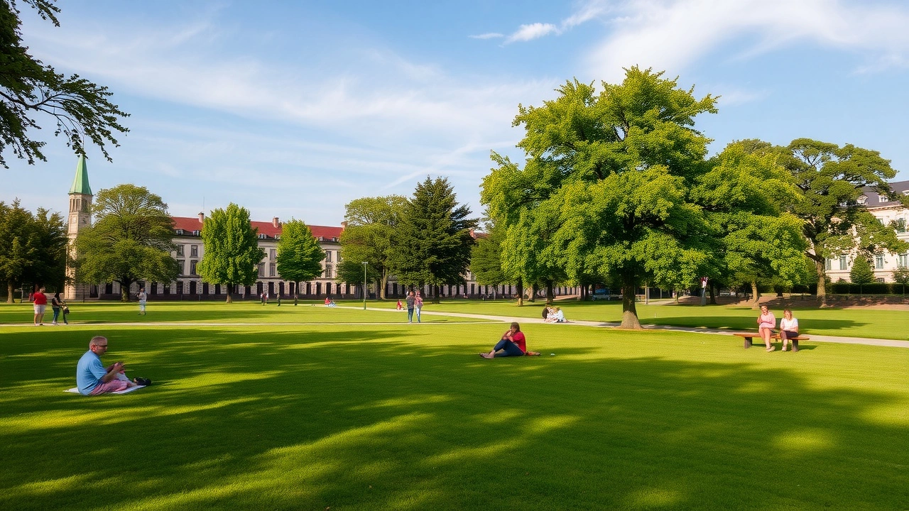 parc public de Strasbourg avec des gens en plein air