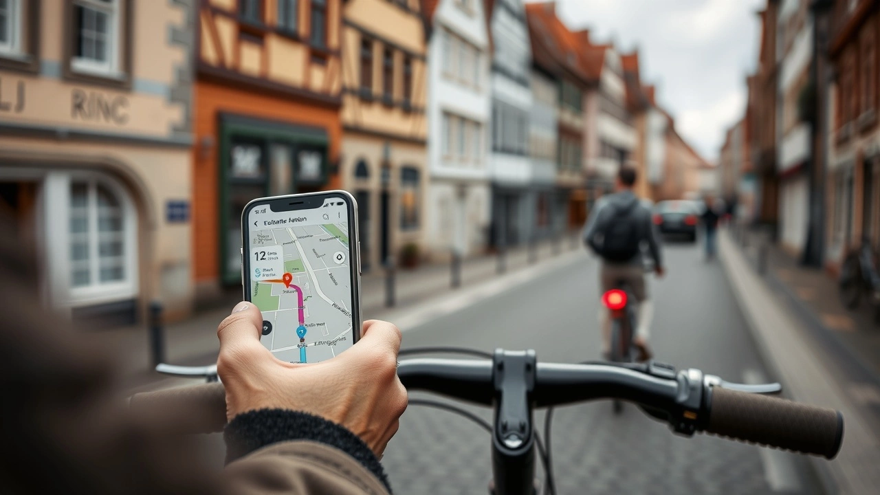 person utilisant une application mobile de navigation à Strasbourg