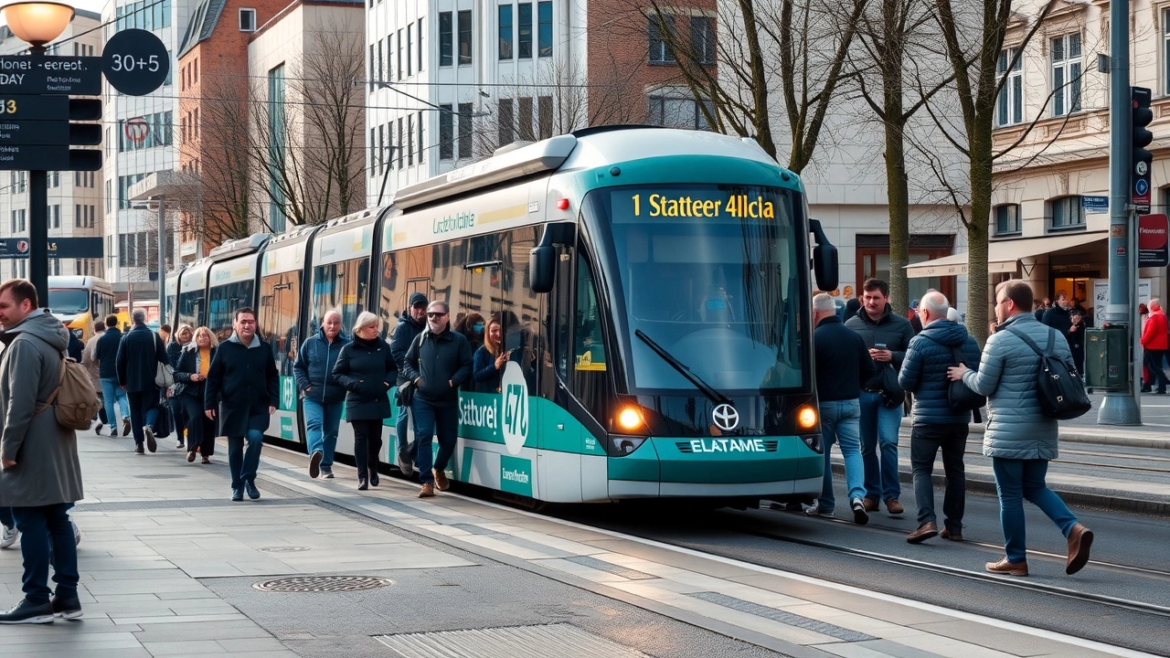 un tram à Strasbourg avec des passagers