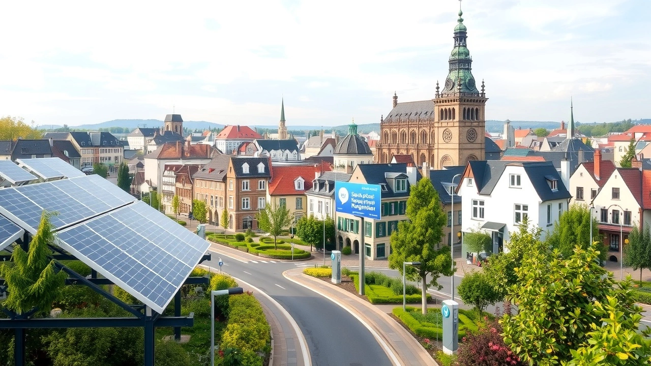 photographie d'une ville intelligente à Strasbourg avec des panneaux solaires