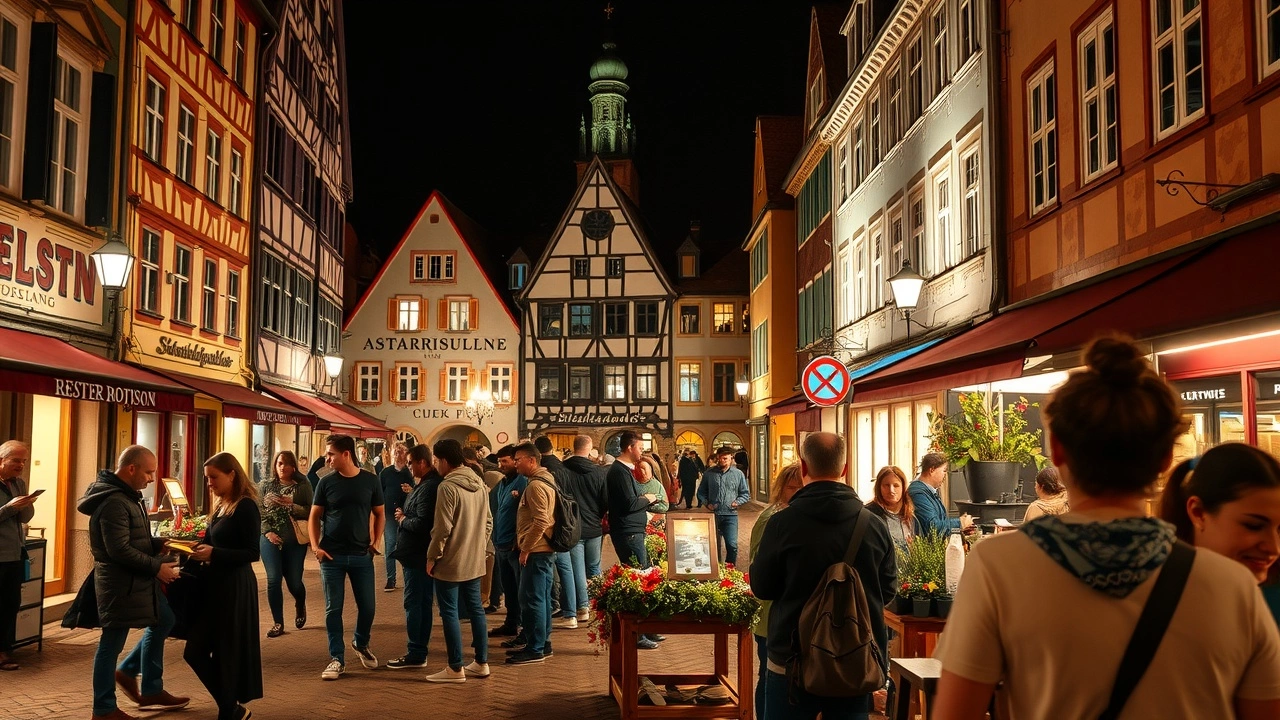 groupe de personnes profitant de la nuit à Strasbourg