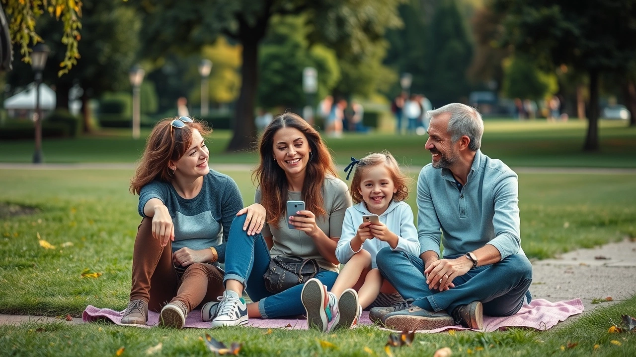 famille passant du temps ensemble dans un parc