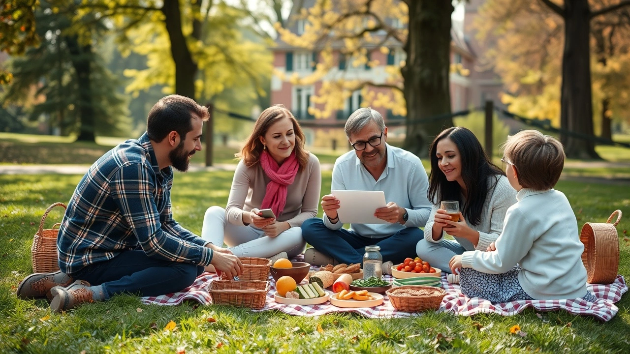 famille pique-niquant dans un parc de Strasbourg