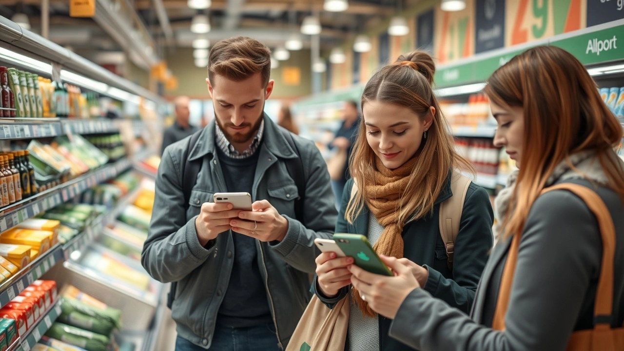 groupe de personnes utilisant des applications de courses ecologique