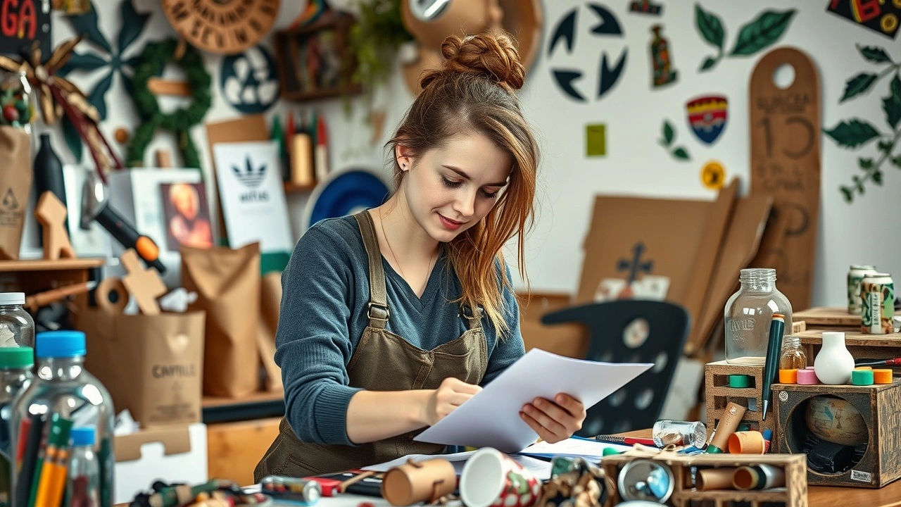 jeune femme travaillant sur des projets de recyclage