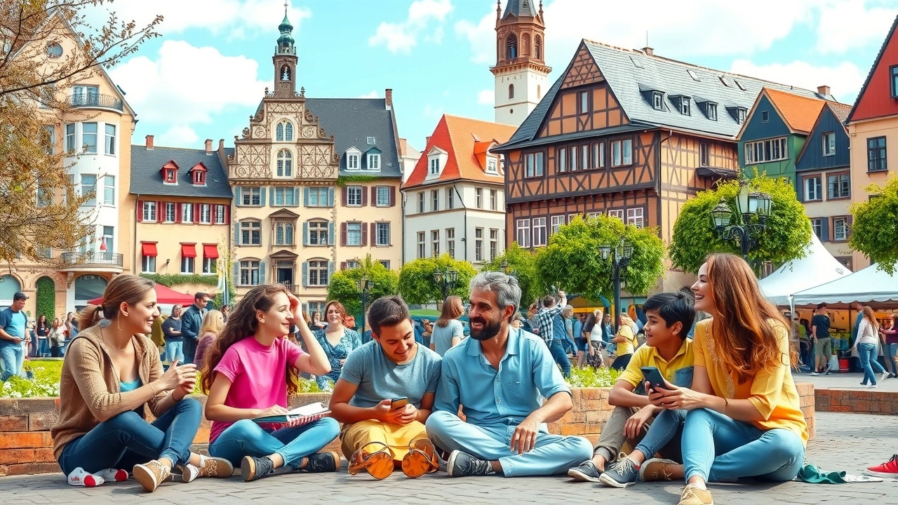 Scène d'une famille profitant des loisirs à Strasbourg