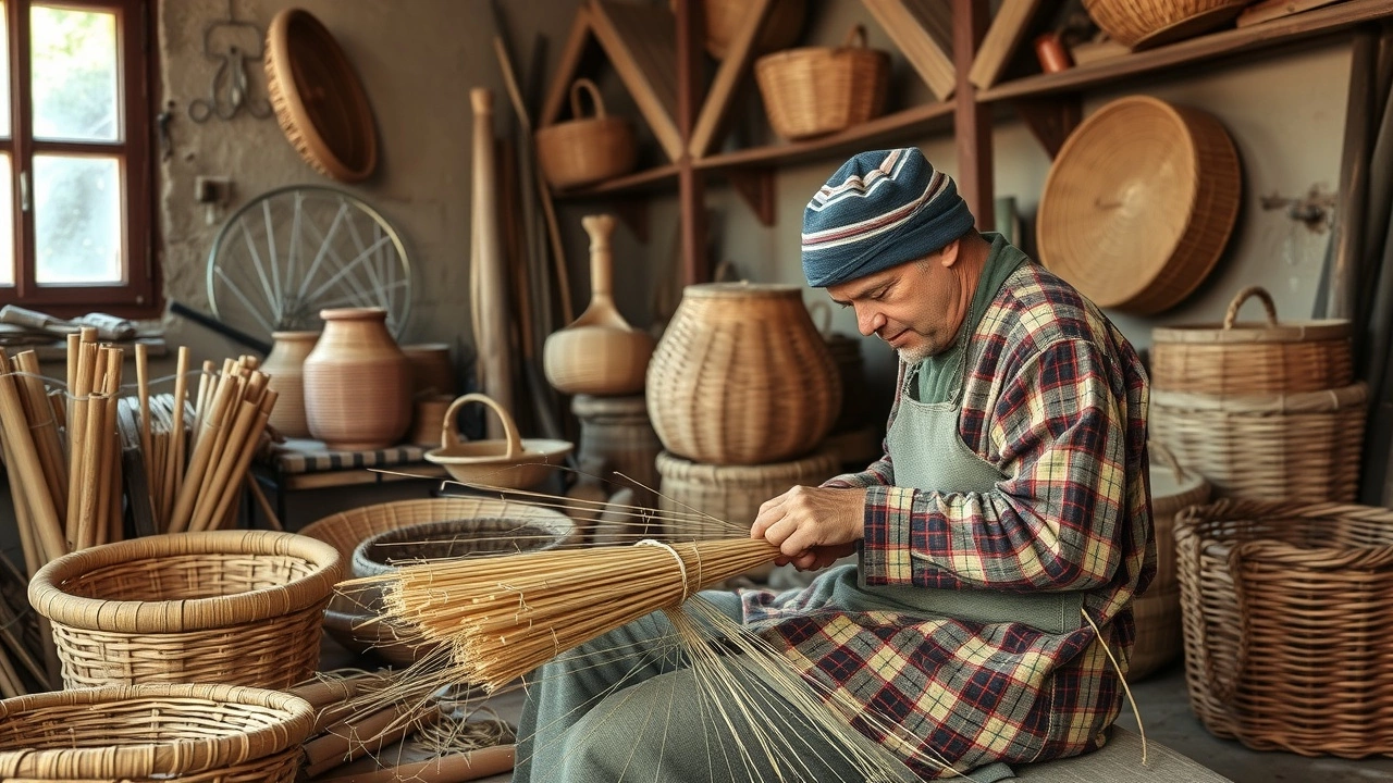 artisan strasbourgeois tissant des paniers traditionnels