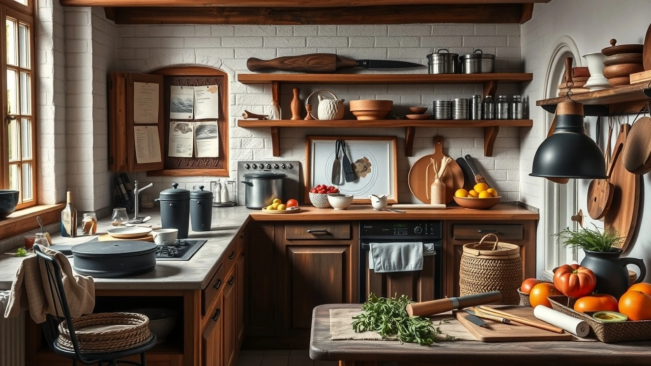 cuisine alsacienne avec outils et ingrédients traditionnels