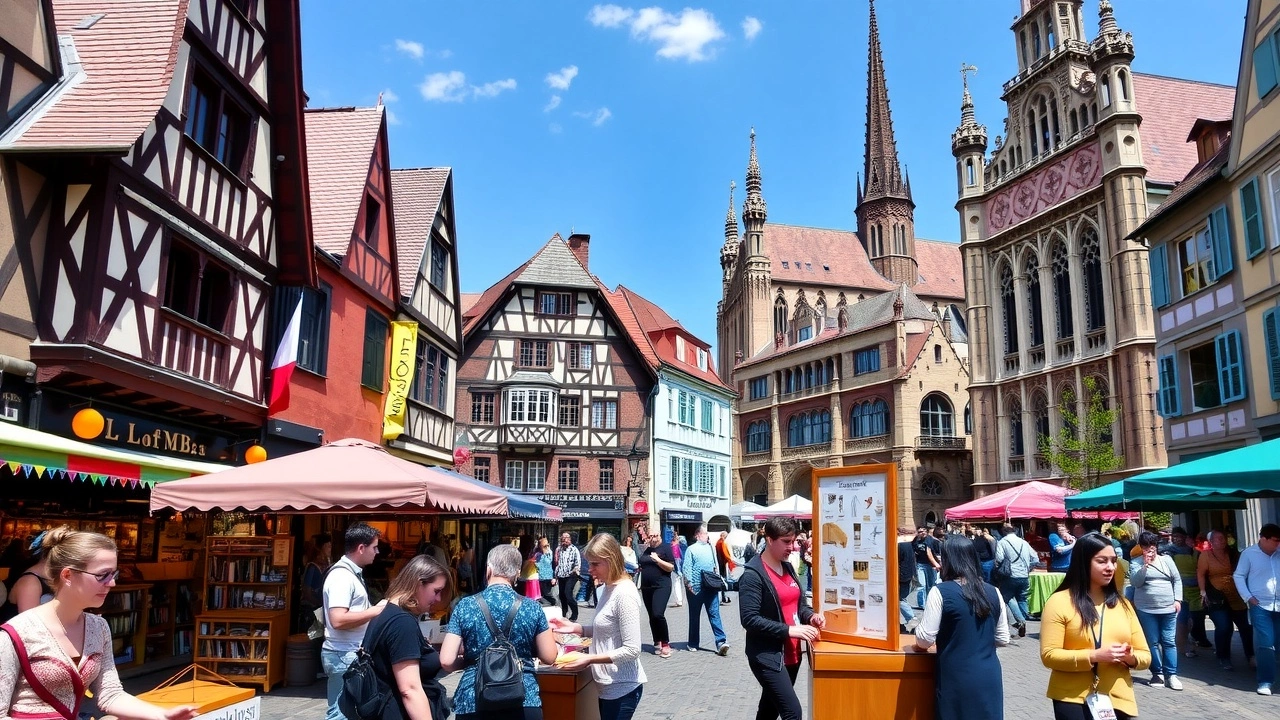 Scène de rue dynamique à Strasbourg en 2025 illustrant les initiatives citoyennes mettant en valeur le patrimoine.