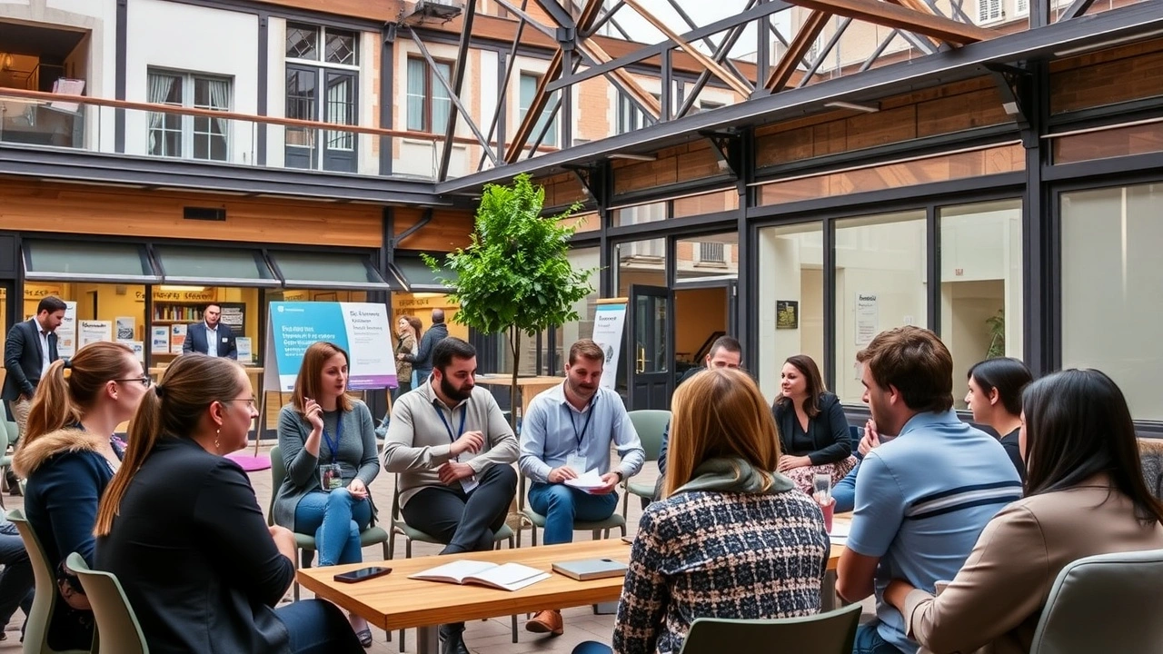 réunion communautaire dans un espace public rénové