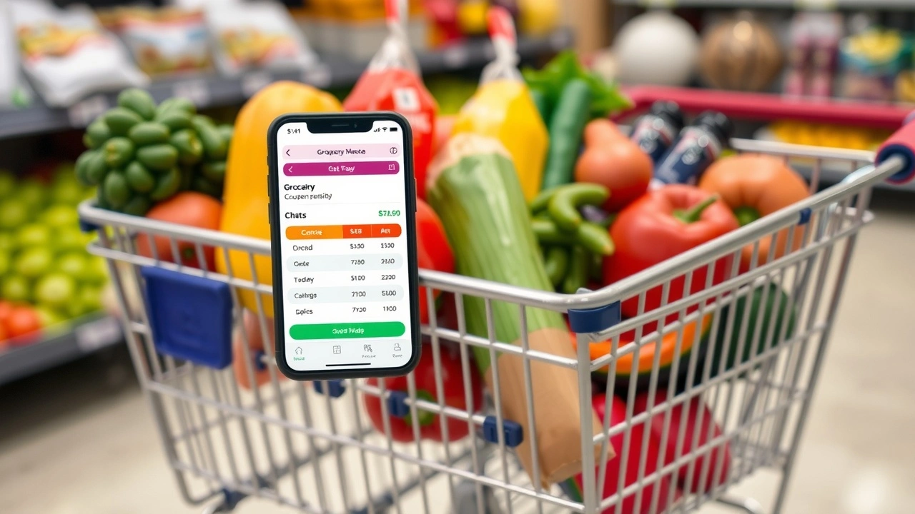 smartphone avec application de comparaison de prix et chariot