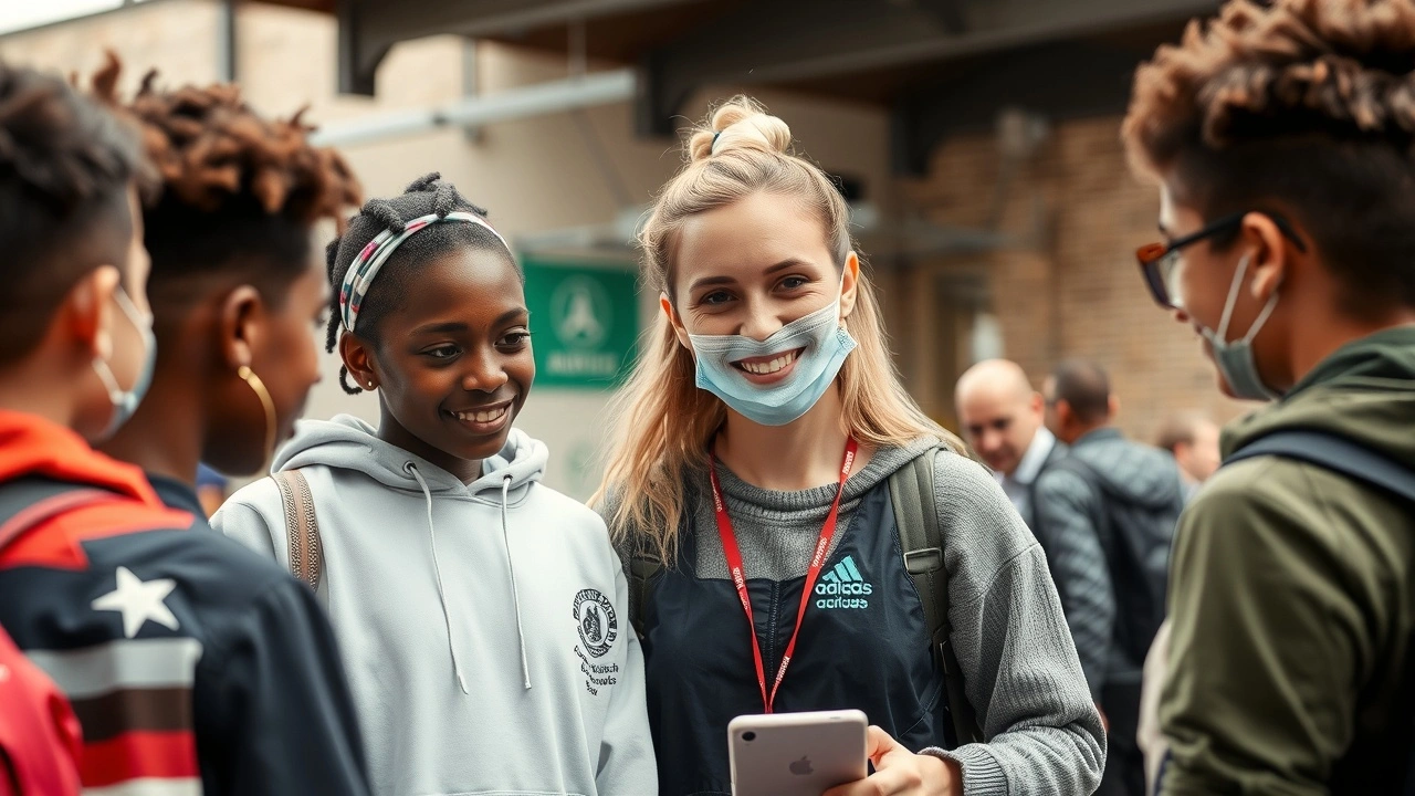 un volontaire strasbourgeois aidant des jeunes