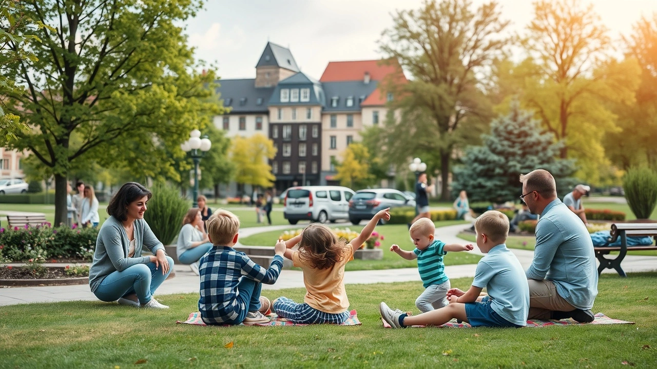 Familles participant à des activités de plein air à Strasbourg
