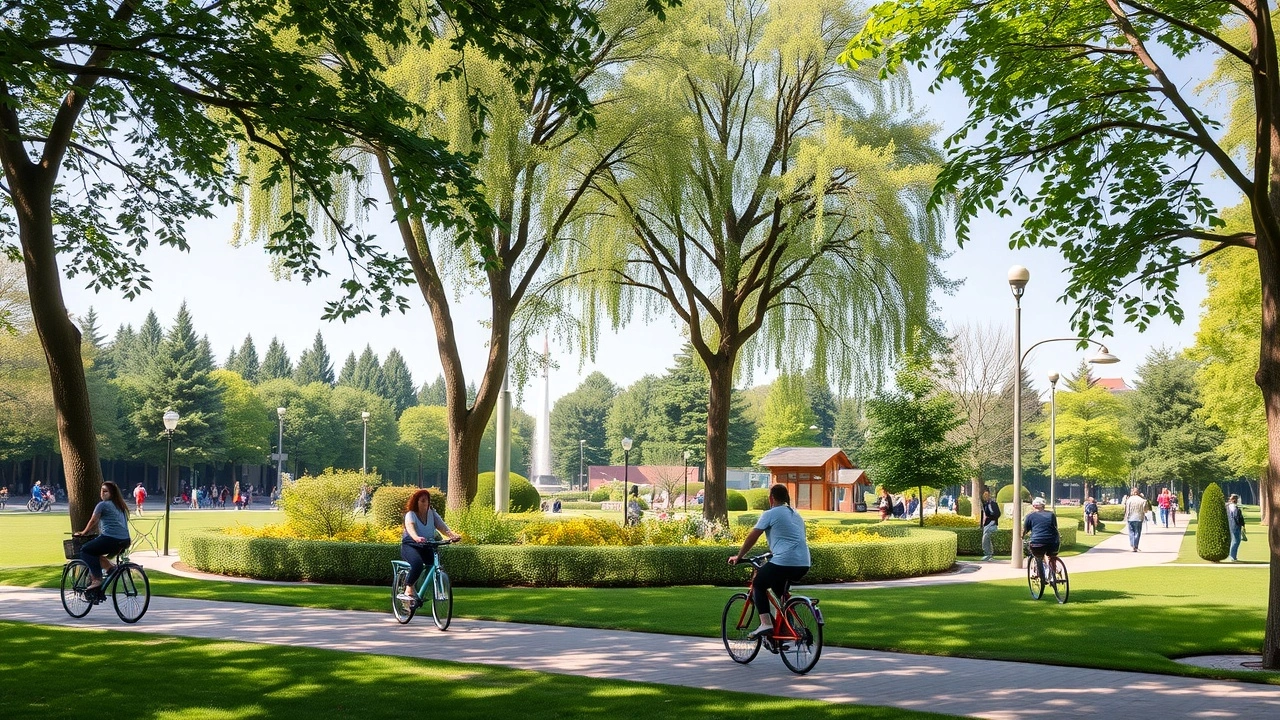 gens faisant du vélo dans un parc à Strasbourg