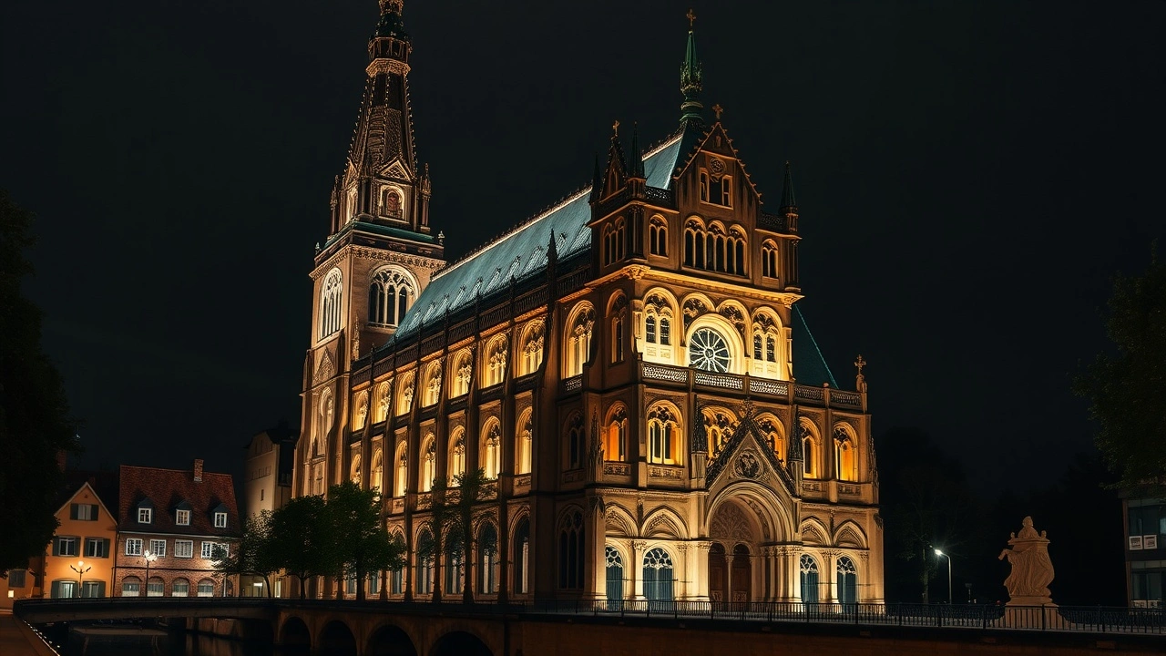 cathédrale de Strasbourg illuminée la nuit