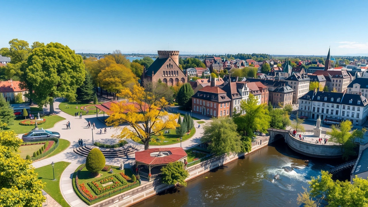 Illustration de la cohabitation harmonieuse entre nature et urbanisme à Strasbourg.