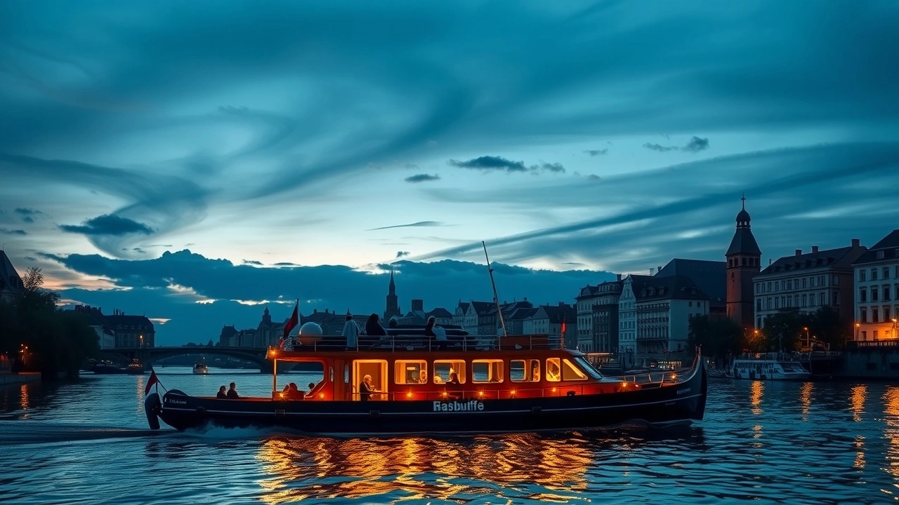 croisiere sur l'ill a strasbourg au crepuscule