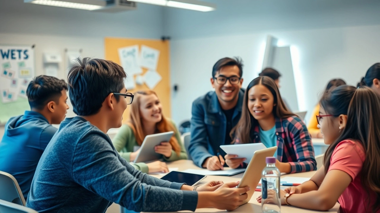 femme innovante dans une salle de classe moderne