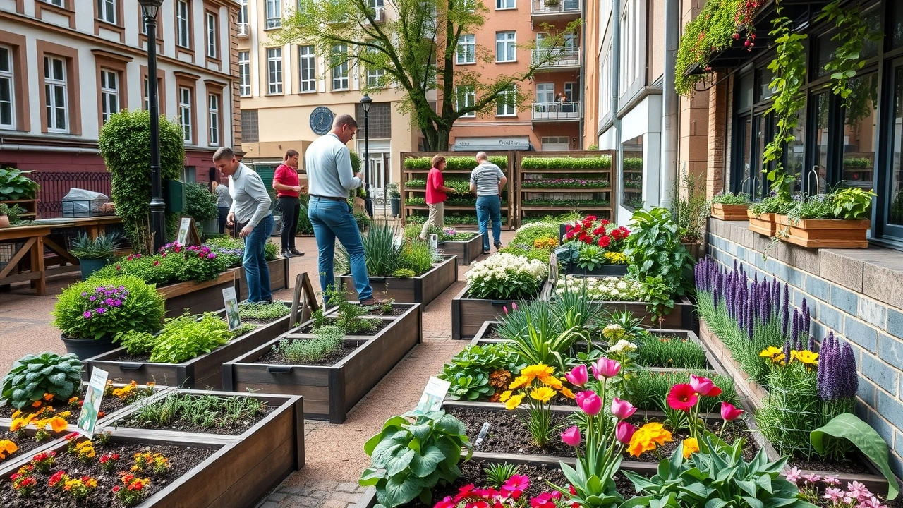 jardins communautaires urbains avec des personnes
