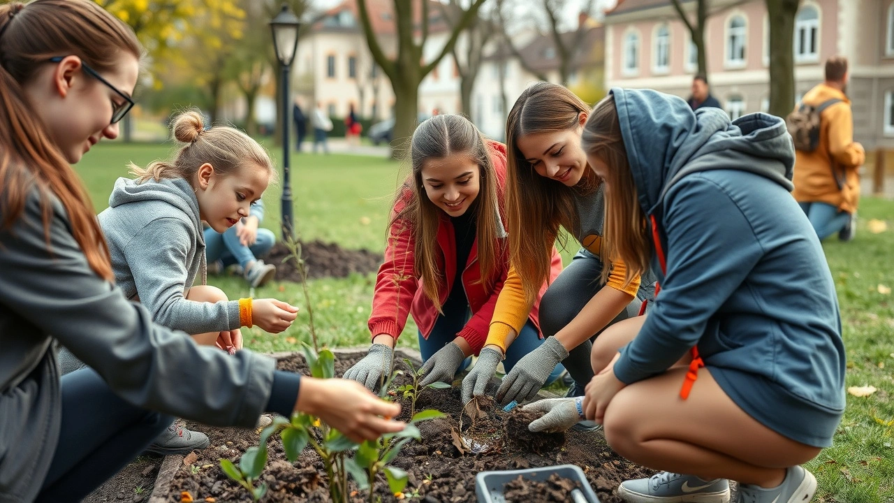 jeunes strasbourgeois participant à une initiative écologique