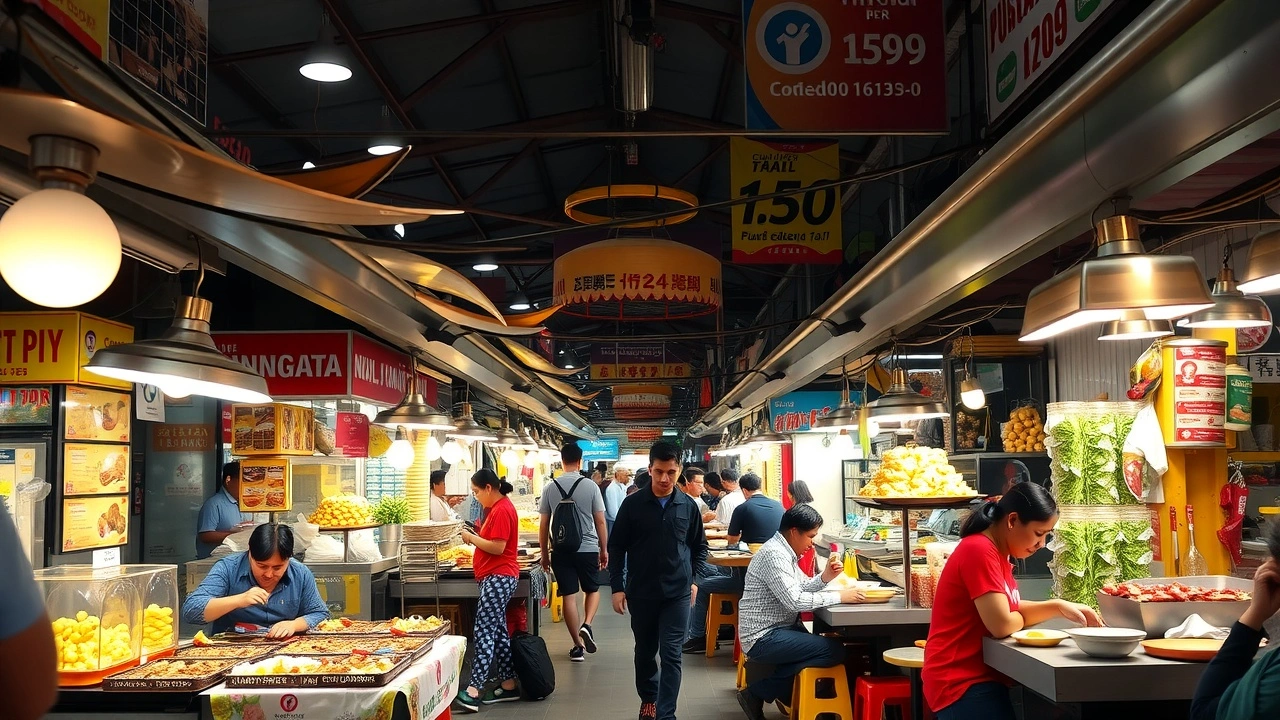 scène de marché à Strasbourg avec stands de nourriture