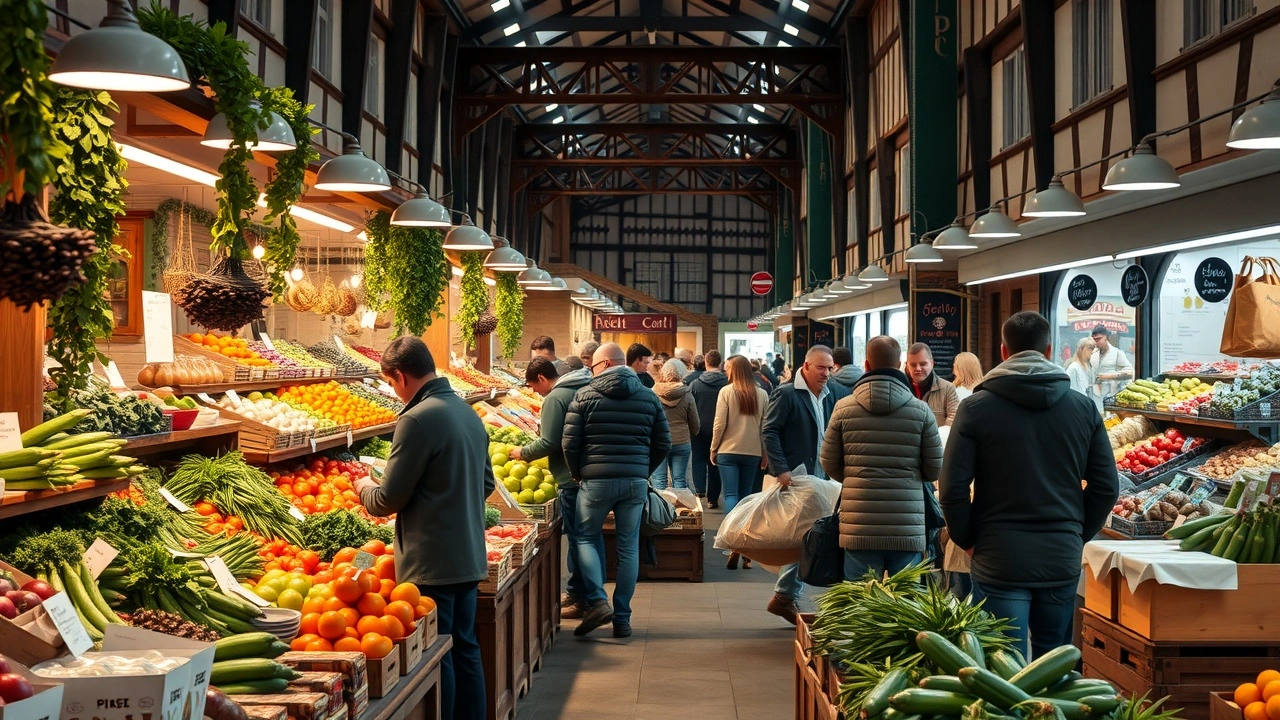 marché de Strasbourg avec des clients faisant leurs courses