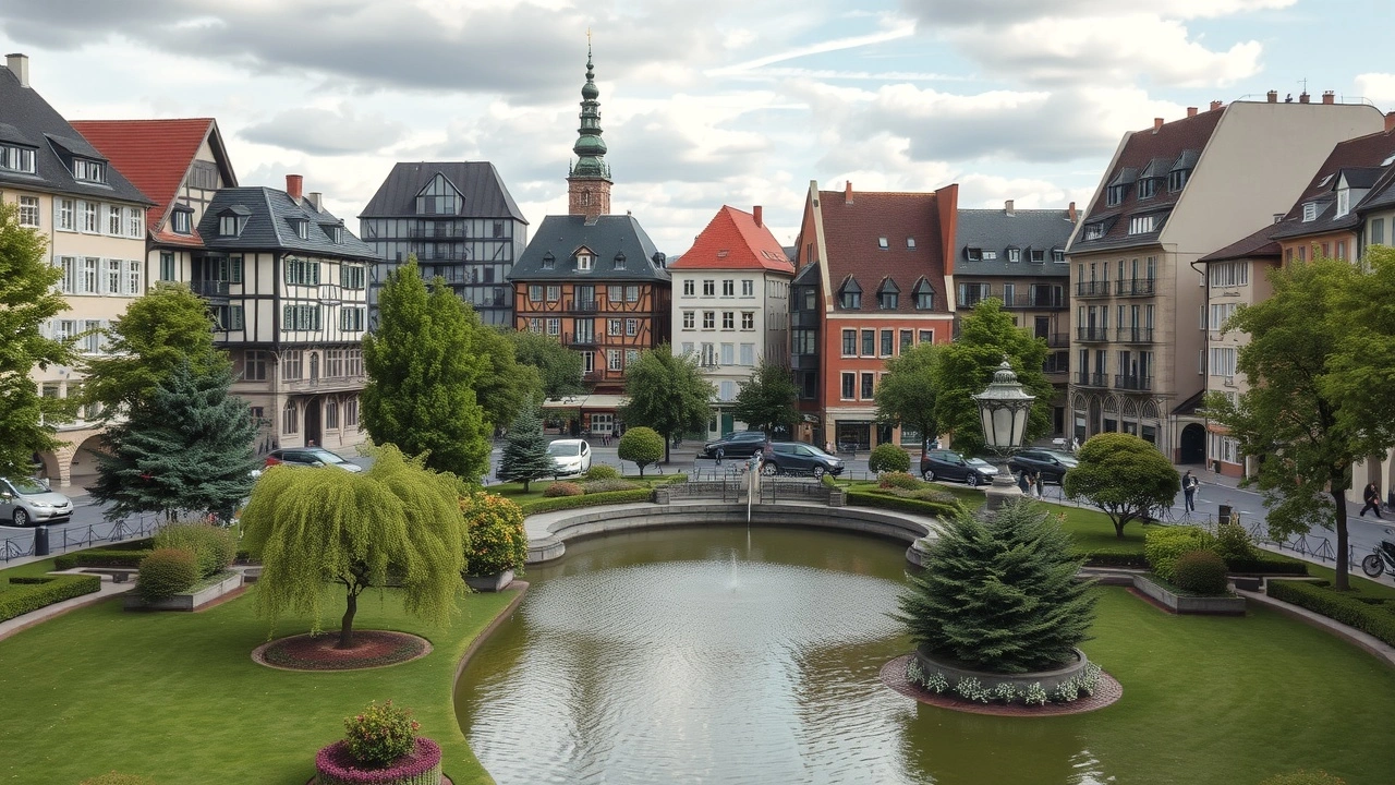 parc et immeubles modernes a Strasbourg
