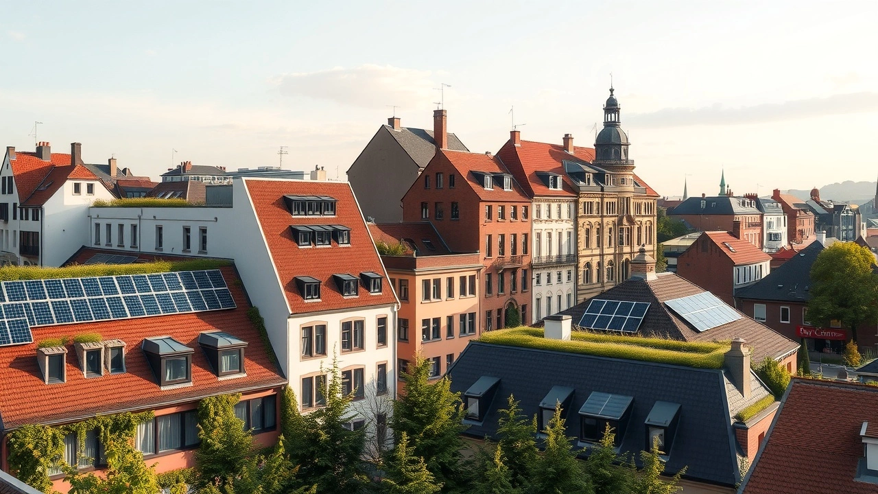 paysage urbain moderne de Strasbourg avec panneaux solaires