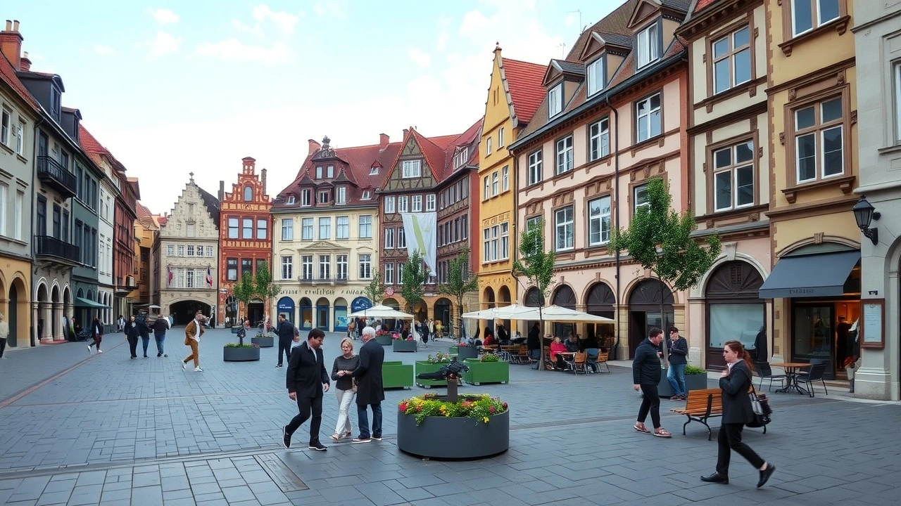 place publique rénovée à Strasbourg avec des personnes