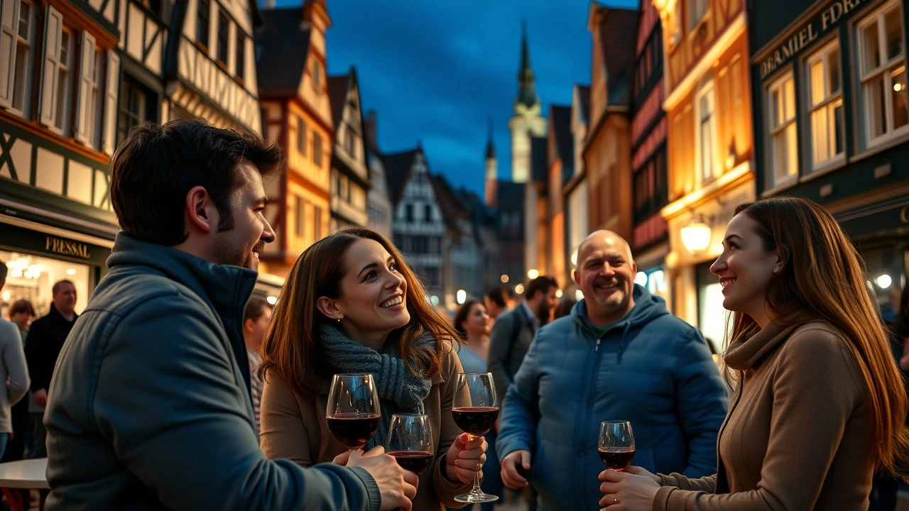 famille profitant d'une sortie nocturne a Strasbourg